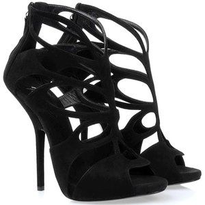 Giuseppe Zanotti Caged Black Suede Heels Red Carpet